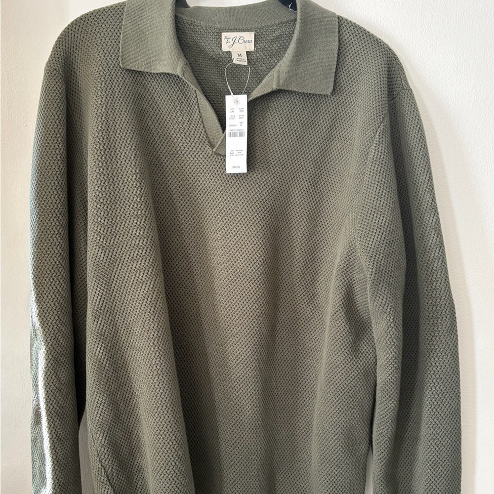 NWT, Men’s  JCrew waffle knit, Johnny collar sweater.